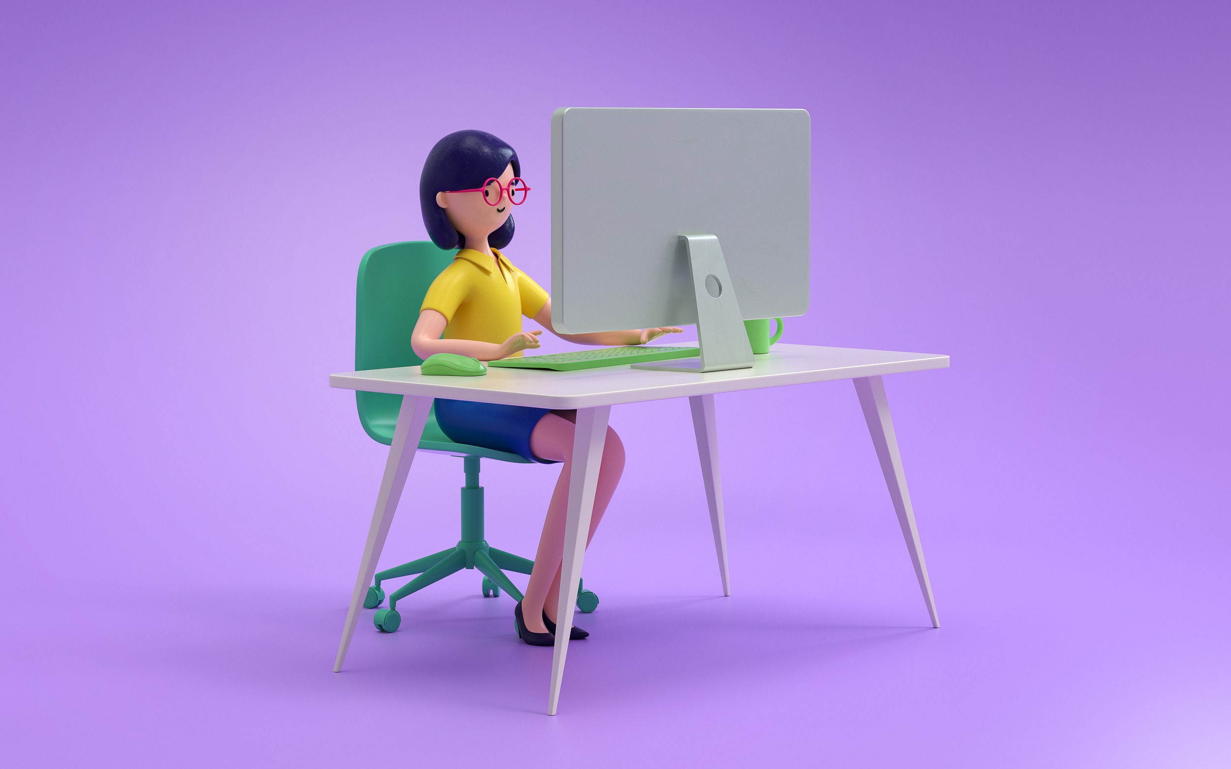 People working with computer at office,business, people and technology concept,3d rendering,conceptual image; Shutterstock ID 1865111428; purchase_order: Limited Bulk Purchase 8/4/22; job: ; client: ; other:
